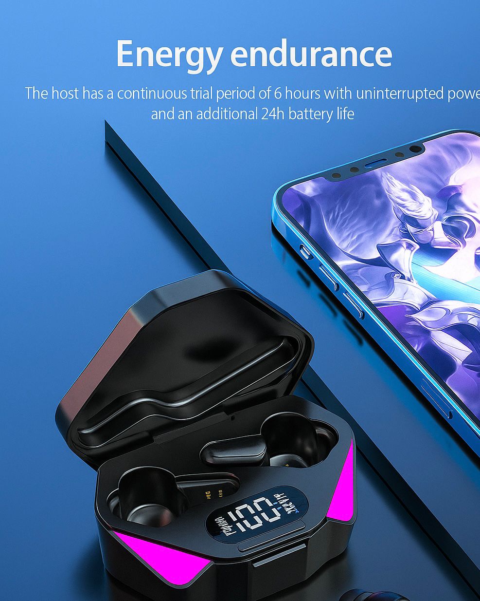 Black Wireless Earbuds with Long-Lasting Batter