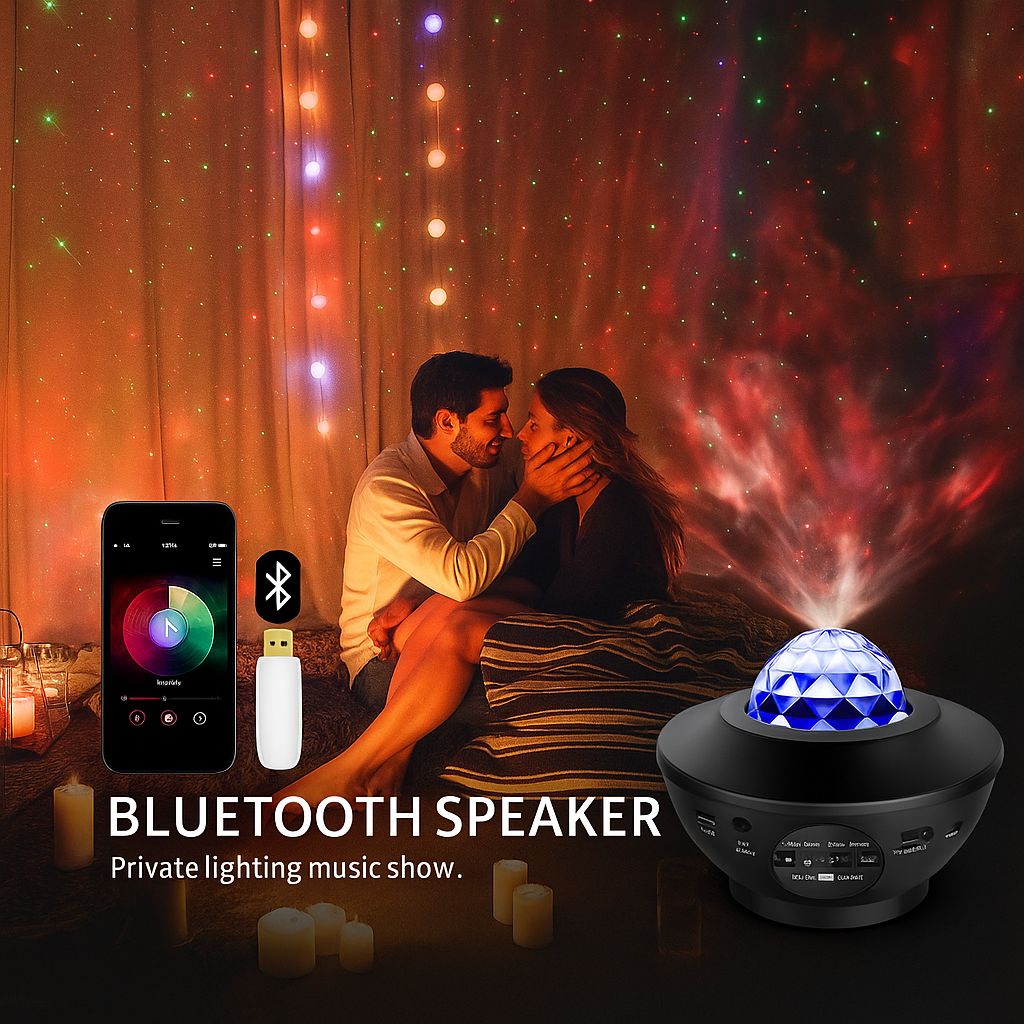 Galaxy Star Projector with Bluetooth & Remote – 10 Colors